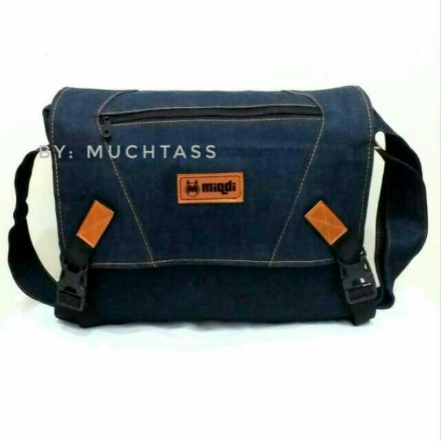 TAS SELEMPANG PRIA BAHAN JEANS 001 CLASIC-TAS CANVAS-SLING BAG