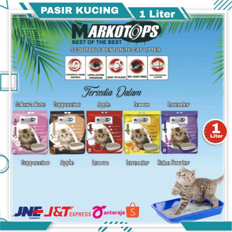 Pasir Kucing Markotop Repack 1 Liter All Varian Via Expedisi - Cat Litter Markotops