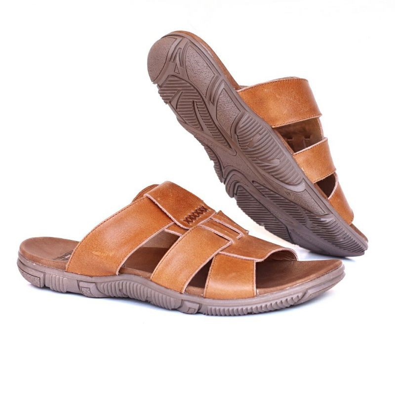 SANDAL KULIT PRIA 05 CEVANY BLACK BROWN TAN KULIT SAPI ASLI ORIGINAL