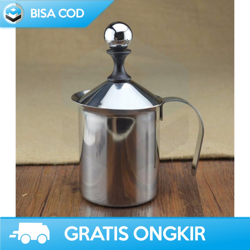 PEMBUIH SUSU MANUAL ONE TWO CUPS WZ0011 ORIGINAL MILK FROTHER STAINLESS - PERALATAN KOPI LENGKAP  MANUAL ROKPRESSO