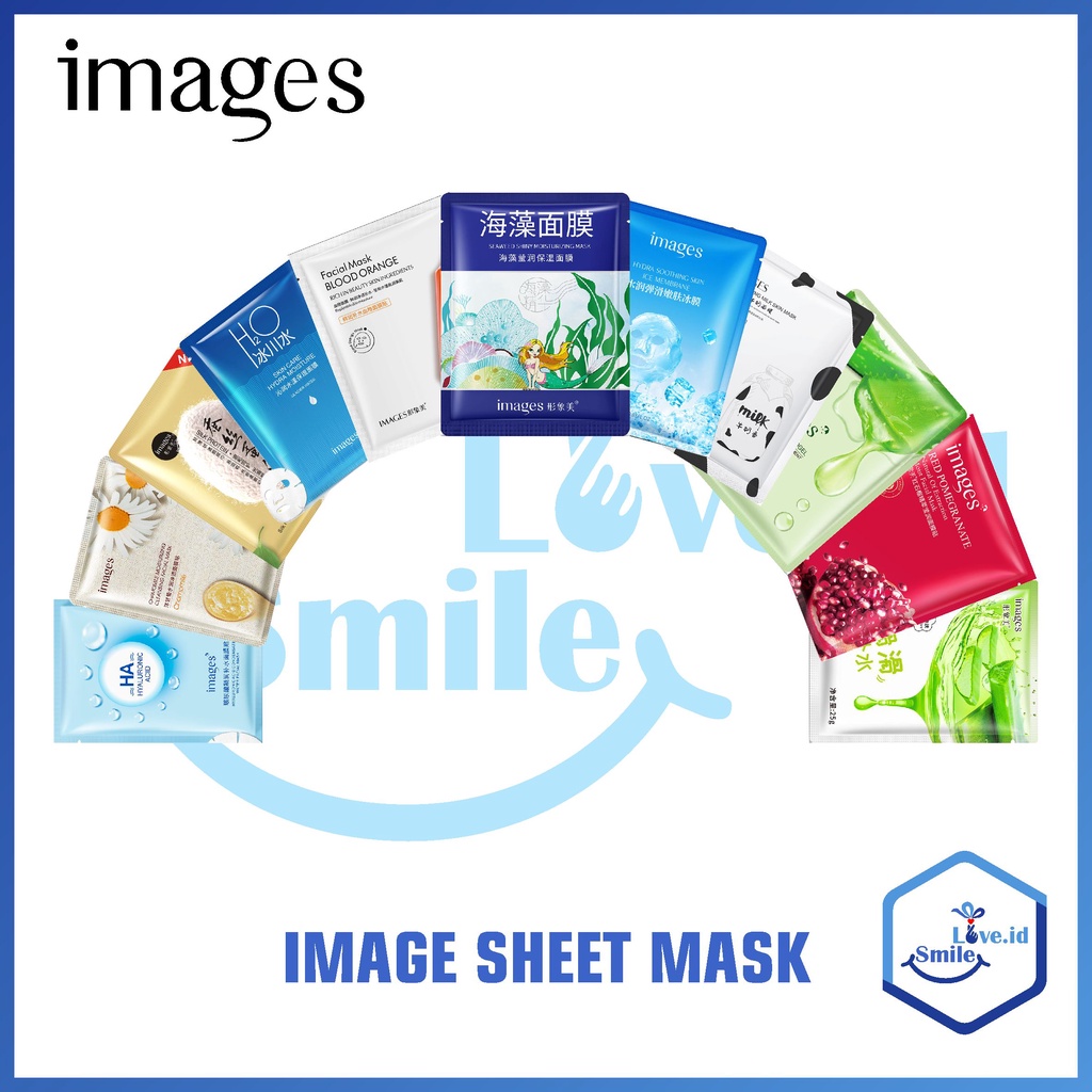 Bisa COD MIDYEAR SALE Smilelove IMAGES Sheet Mask MURAH Facial Mask Original Seaweed Milk Aloevera Honey Blueberry Promo