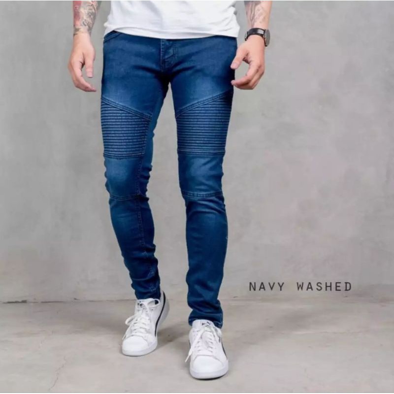 Celana jeans Panjang pria bikers skinny model terbaru No Denim // celana jeans pria Milenial biker r