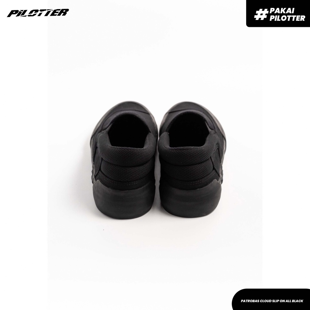 SNEAKERS PATROBAS CLOUD SLIP ON ALL BLACK ORIGINAL SEPATU SLIP ON LOW PATROBAS ORIGINAL