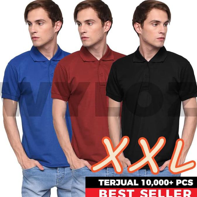 Super Sale Kaos Polo Shirt Kerah XXL Premium Golf Rasa Lacoste / Gildan / Grosir - Putih, XXL Murah
