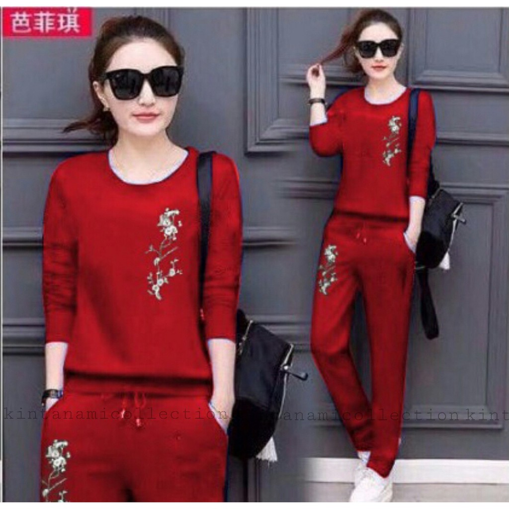 Setelan wanita/baju wanita valen bahan babyterry, Uk M, LD 90cm, panjang celana 80cm, tangan panjang