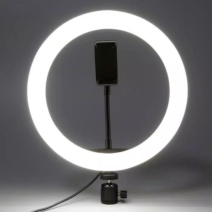 PAKET RING LIGHT 26cm + TRIPOD + HOLDER HP MAKE UP MUA LAMPU CINCIN DIMMABLE PHOTO STUDIO-SOSOYO