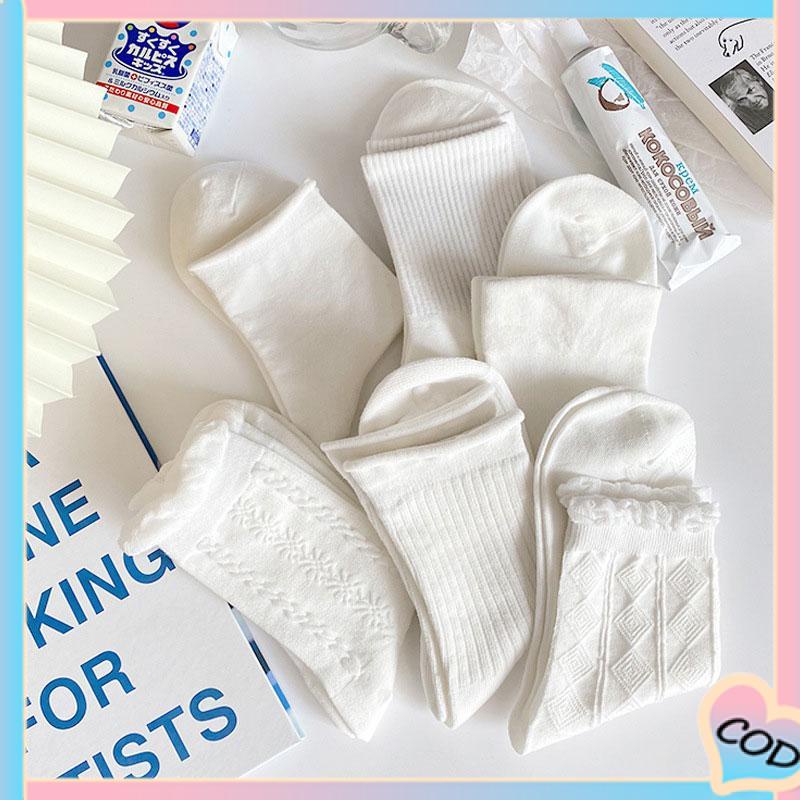 COD❤️ kaus kaki kaus kaki lucu wanita kaus kaki renda musim semi dan musim panas kaus kaki mid-tube bagian tipis-A.one