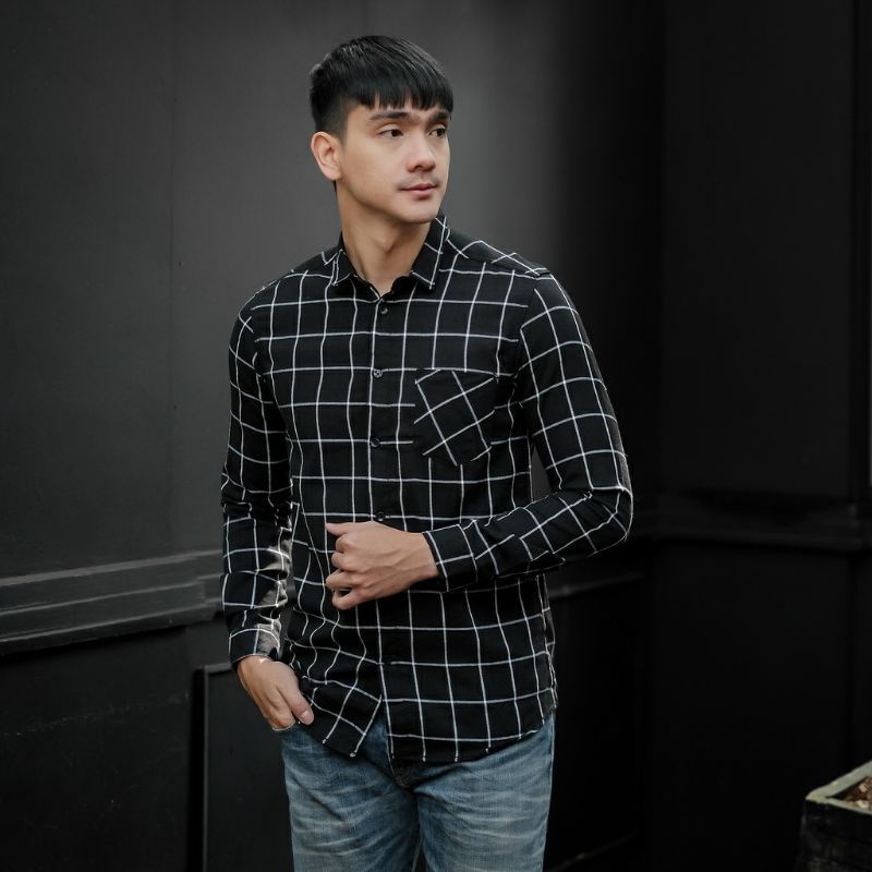 Hem Flanel Kemeja Pria Kemeja Kotak Kotak Baju Wanita Atasan Wanita Lengan Panjang Kemeja Flanel