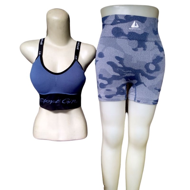 bra rok setelan senam pakaian olahraga wanita zumba erobic baju seksi senam indoor katun tebal