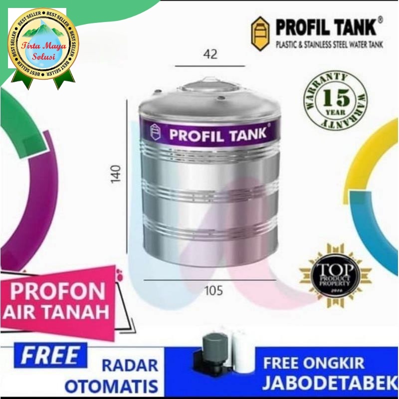 Tangki air 1500 liter toren air stainles Profil Tank PS1500 PROFON