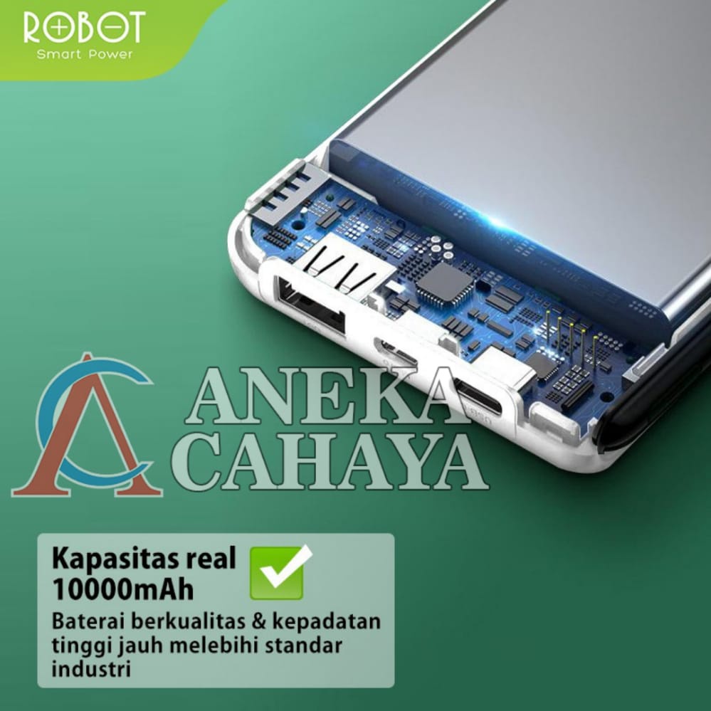 PowerBank ROBOT 10000mah RT180 2.4A Dual Input Port Type C &amp; Micro USB Original Fast Charging Real Capacity - Garansi Resmi 1 Tahun