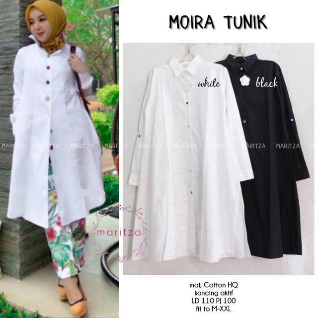 Tunik Katun Premium (MOIRA TUNIK) by Maritza Simple Trendy Nyaman Dipake  Busui Friendly
