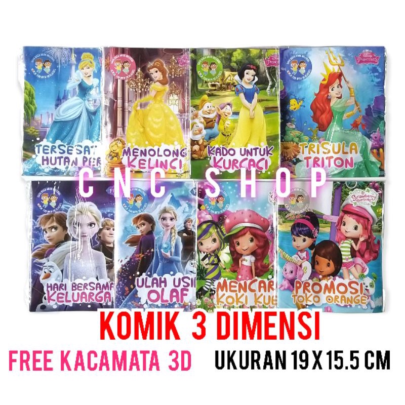 Komik 3D Princess dapat 5buku / Buku Cerita Anak Cewe 3dimensi campur Judul + kacamata 3dimensi Murah Keren