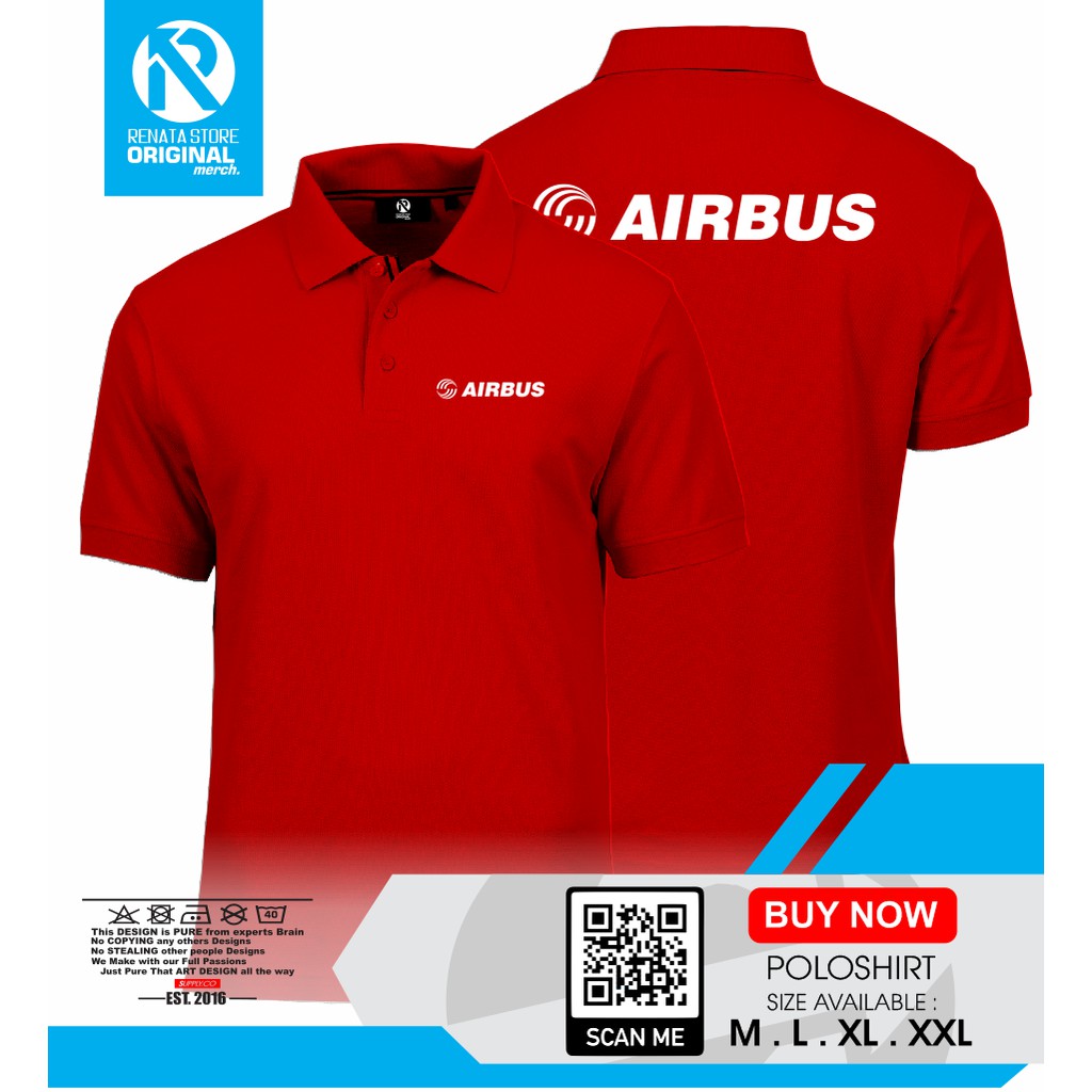 Poloshirt Polo Kaos Baju Kerah AIRBUS PESAWAT A320 A330 A340 LOGO -RENATA.STORE