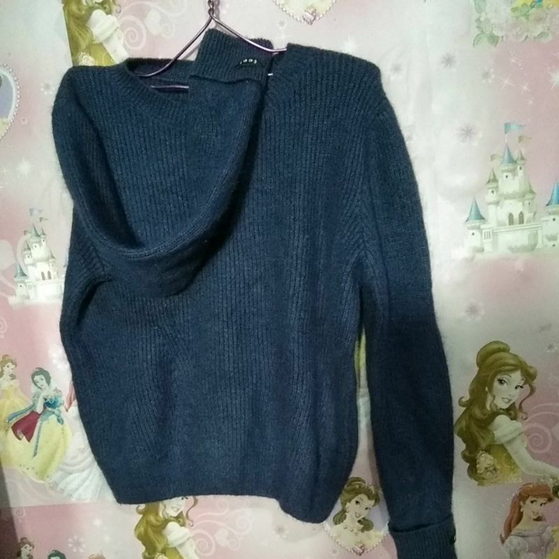 sweater rajut tebal kombinasi bulu anggora tipis