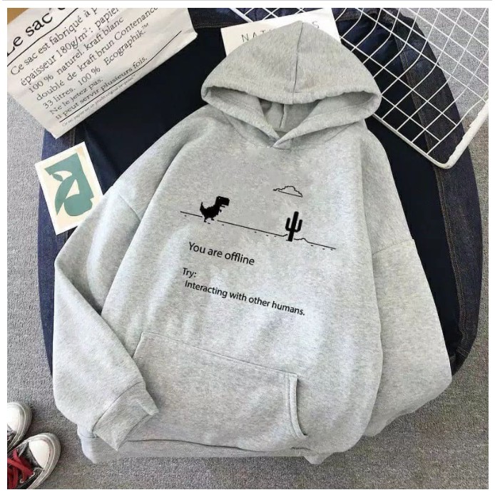 HOODIE UNISEX OFFLINE NOTICE FLEECE TEBAL TERBARU,