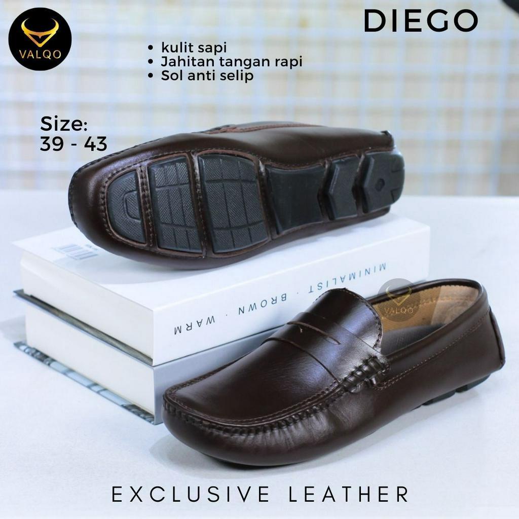 [VALQO] DIEGO Sepatu Kulit Sapi Pria Kantor Formal Kasual Casual Santai Loafer Flat Shoes Sol Anti Selip