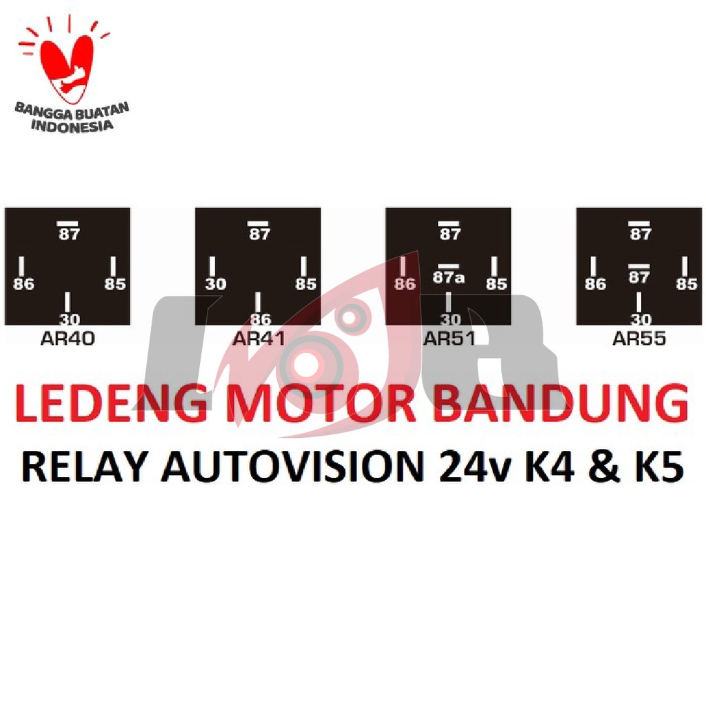 Autovision Relay 12V 24V 40a Kaki 4 / 5 Lampu Klakson Alarm Universal