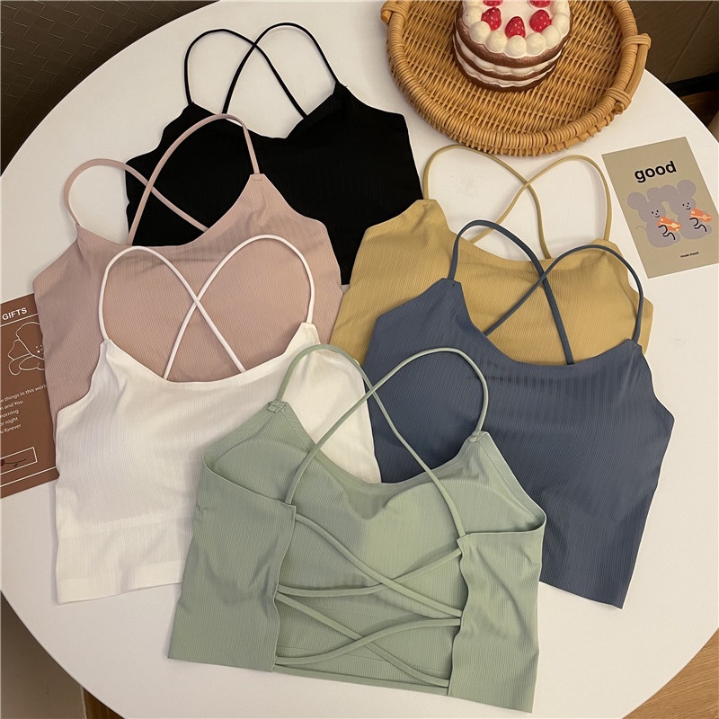 Kemben Bra Seamless Korean Tank Top Bralette Pakaian Dalam Wanita Crop Top Sport Bra Kemben Pendek BH Cewek Tanpa Kawat Tanktop Bralete