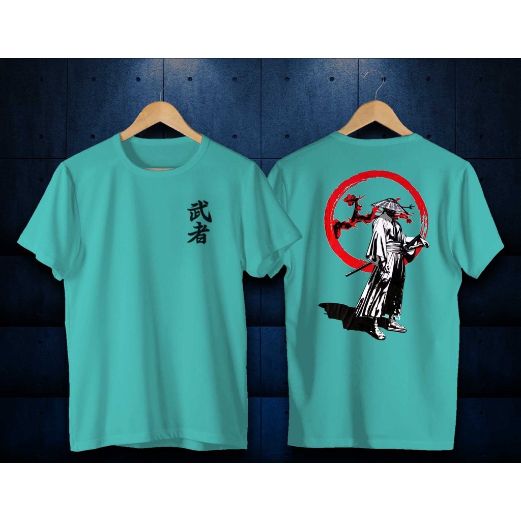 BAJU KAOS SAMURAI TOPI//WARNA BIRU TOSCA-HITAM-PUTIH- KUNING KUNYIT/KAOS SAMURAI//KAOS PRIA COD