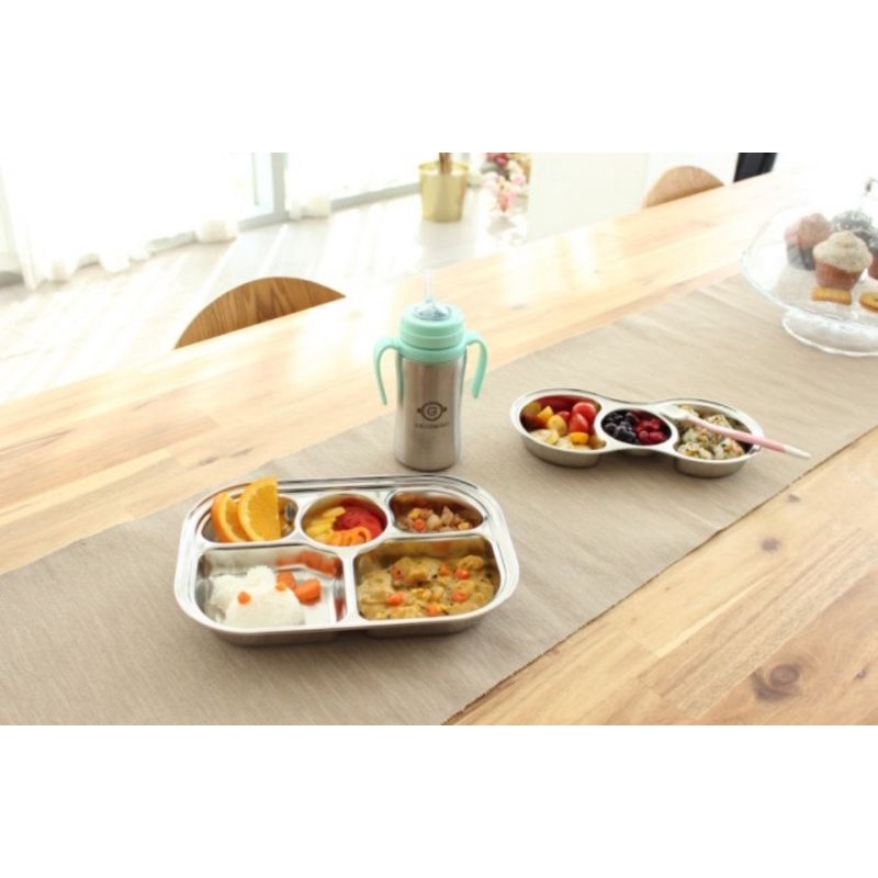 Grosmimi Stainless Baby Food Tray 3 &amp; 5 Compartment - Tempat Makan Bayi