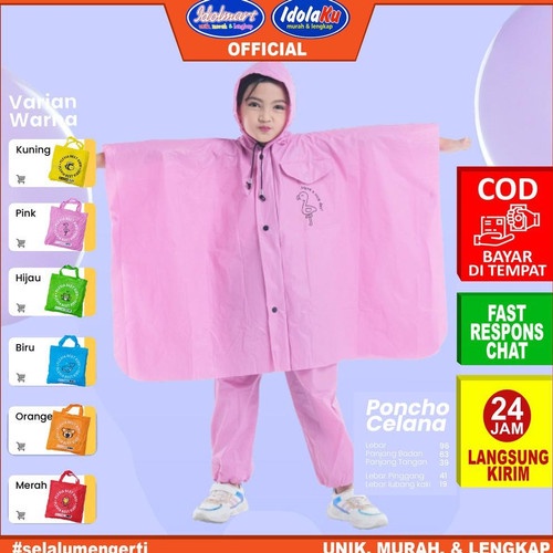 IDOLMART Plevia Jas Hujan  Anak Bestkids 120 Ponco Celana