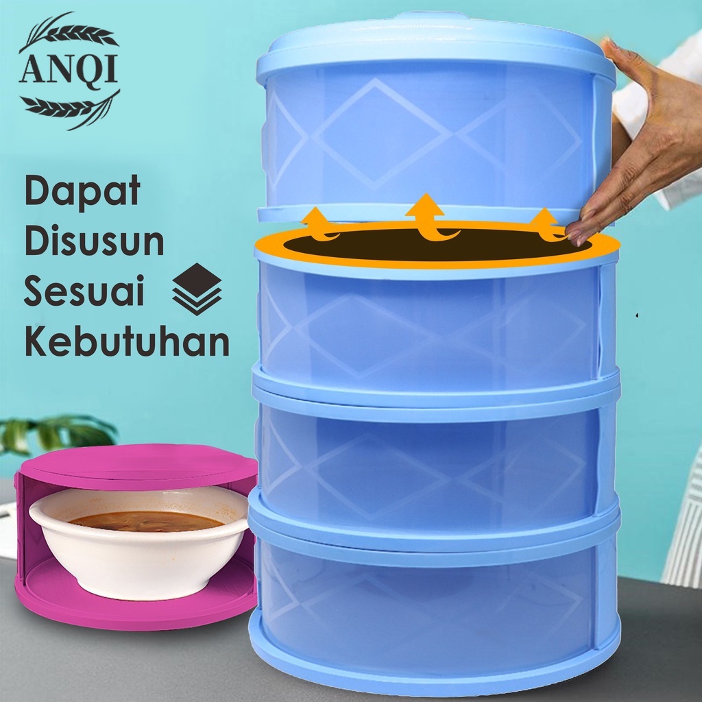 ANQI 1888 Rak Makanan Susun Tetap Hangat Meal Cover Tudung Saji Penyimpanan Makanan Tudung Saji Bertingkat Food Cover Rak