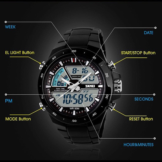 SKMEI 1016 Jam Tangan Pria Digital Analog Chronograph Anti Air WATCHKITE WKOS