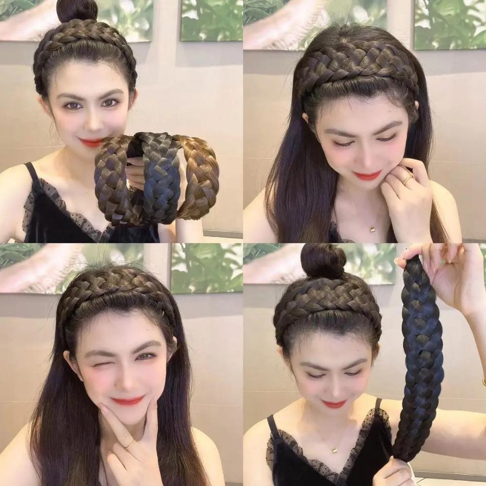 Mxbeauty Wig Bando Lucu Sederhana Tulang Ikan Kepang Non-slip Tinggi Cranial Top Artefak Cuci Muka Bando Perempuan Hairband