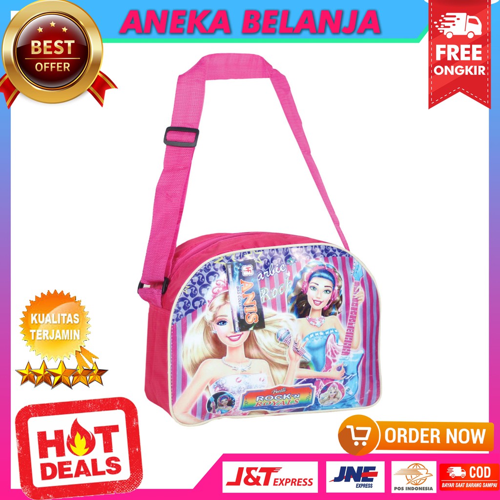 Tas Selempang Khusus Anak Cewek Gambar Kartun Barbie Pink Lucu Casual Fashionable Ekonomis Stylish