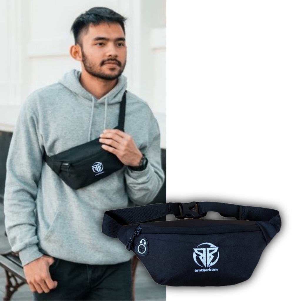 Waist bag Mini Hitam Brother Born Tas Pinggang Selempang distro murah keren