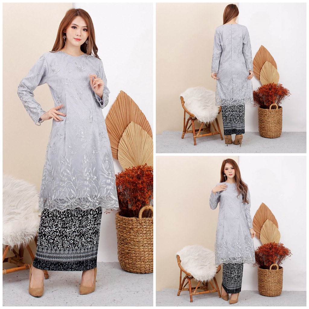 (Pasti RealPict) Kebaya Utari Brukat Tile Full Bordir Brokat Tulle Tille Kondangan Wisuda Pesta