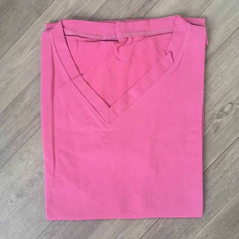 [COD] Kaos polos wanita lengan pendek Oversize Jumbo Murah V neck - by.Nyaman_Kaosan-*Pendek , Magenta
