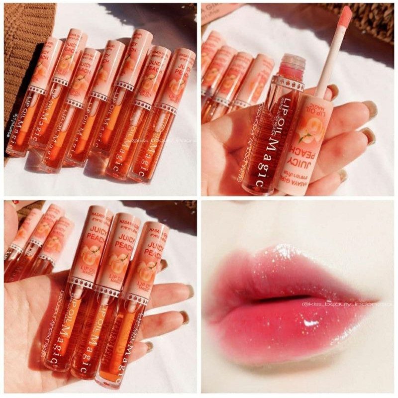 [HASAYA PEACH] LIP OIL Lipgloss Magic Lip Gloss Thailand Lipserum Lip Serum Lip Oil Peach Lip Oil Kosmetik Bibir Pelembab Bibir