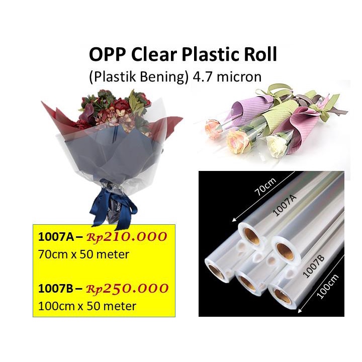 

Opp Clear plastic roll tebal 50m - barang florist - plastik bening