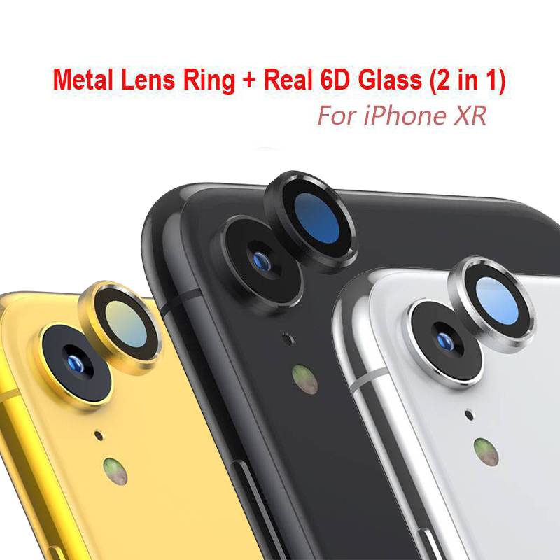 iPhone XR Rear Camera Lens Protector Integral Type ( Tempered Glass + Metal Frame ) Back Camera Lens Case Ring Cover Protector