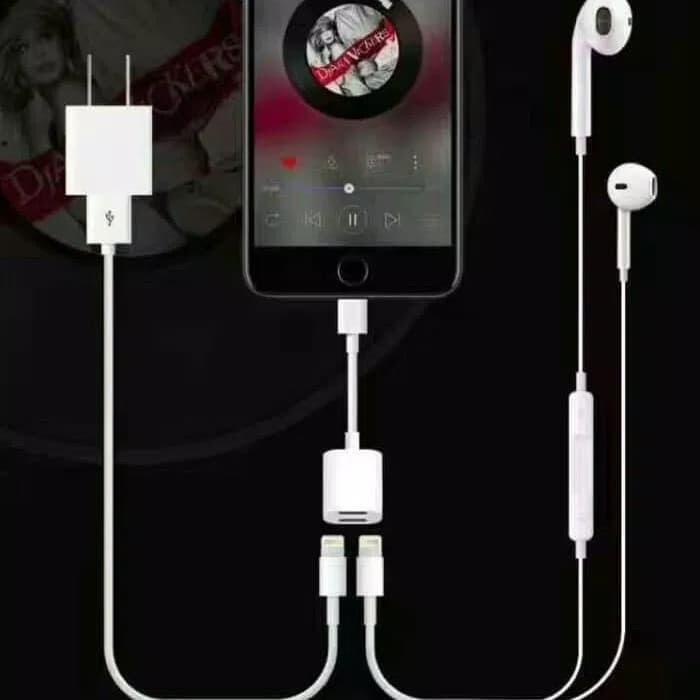 Converter iphone 7 8 plus X Xs connector double lightning y cable ori