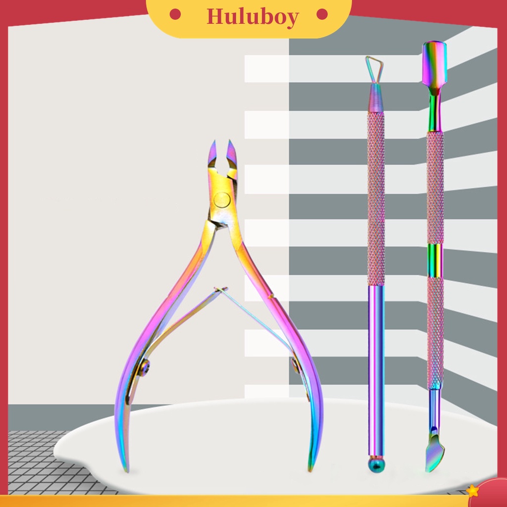 Huluboy Huluboy♡ 1 Set Alat Pemotong Kutikula Bahan Stainless Steel Untuk Manicure Pedicure
