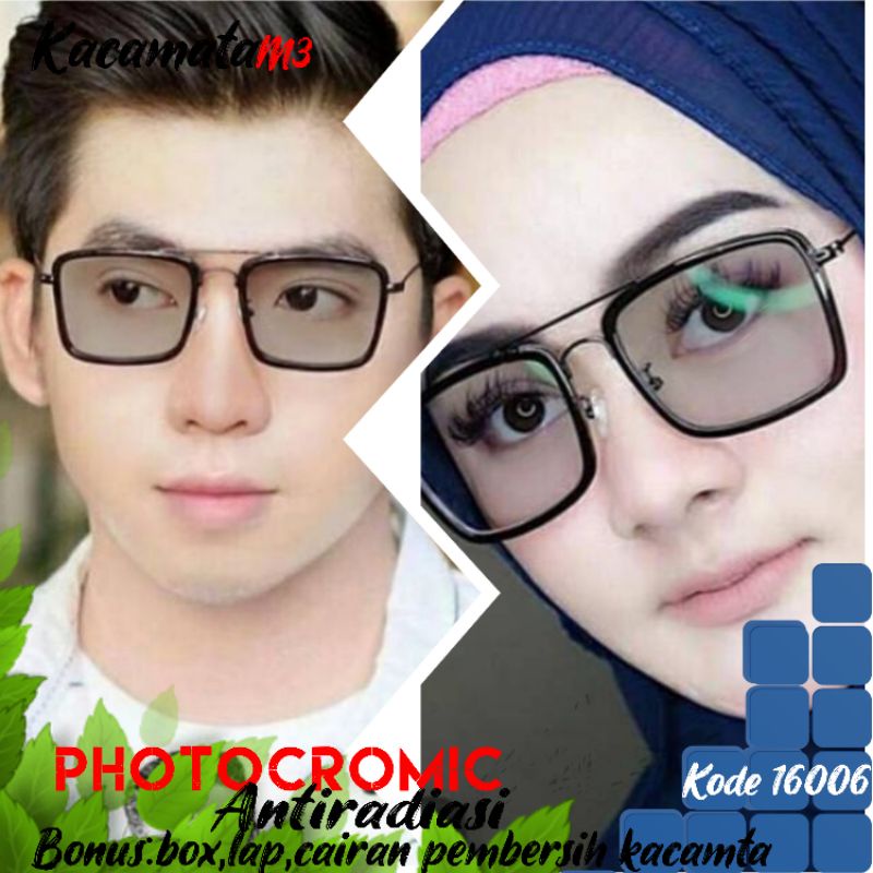 kacamata lensa photocromic antiradiasi boleh pilih yang blueray bisa normal minus plus cilinder tergantung permintaan sampai minus 5 cyl 2 harga masih sama tulis saja pesanan kaka di catatan saat order free box lap cairan pembersih kode 16006