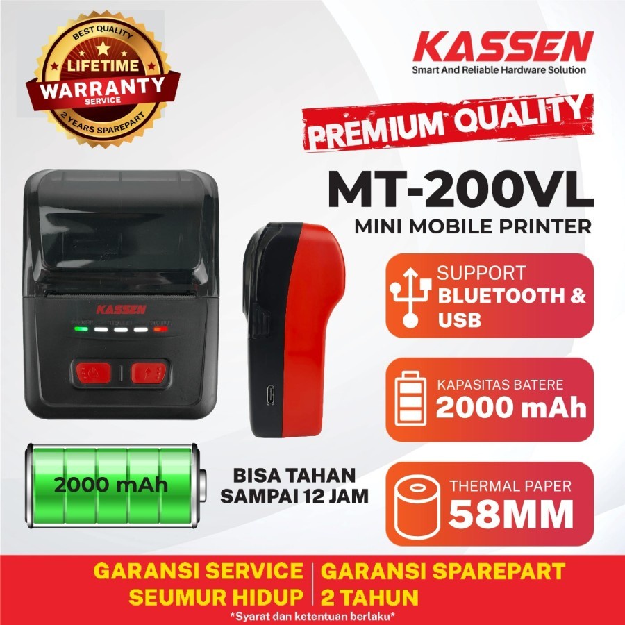 THERMAL PRINTER BLUETOOTH 58MM KASSEN MT-200VL - MT200VL - RECIEPT