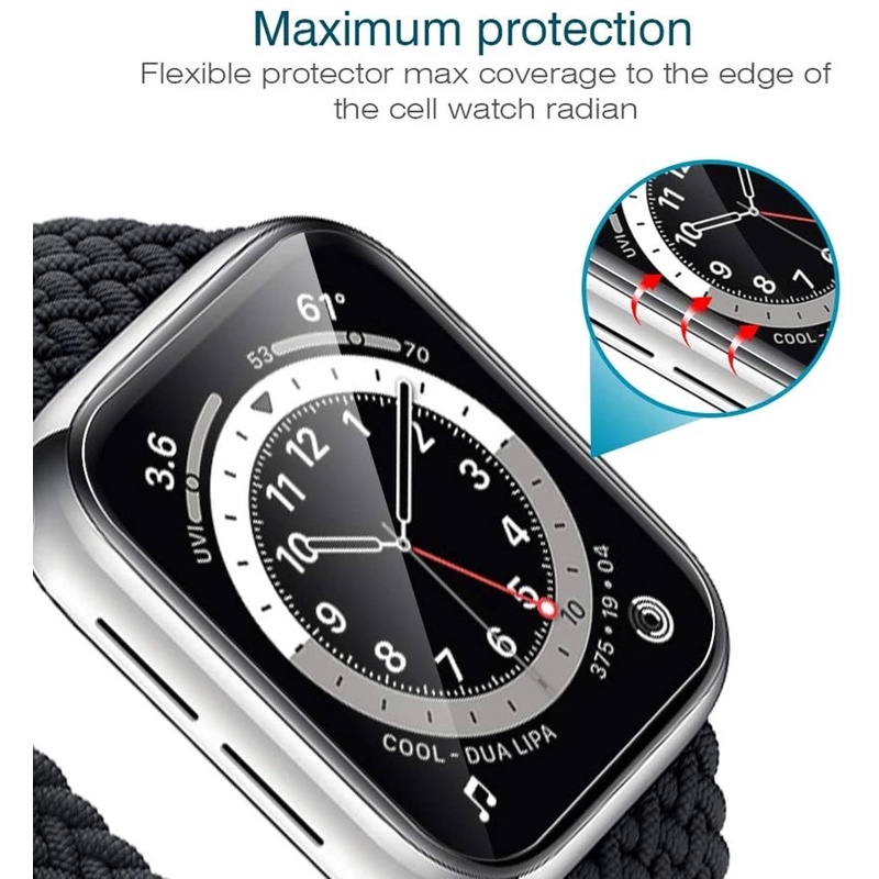 Pelindung Layar Tpu Bening Hd Flexible Untuk For Apple Watch Seri 7 / 6 / 5 / 4