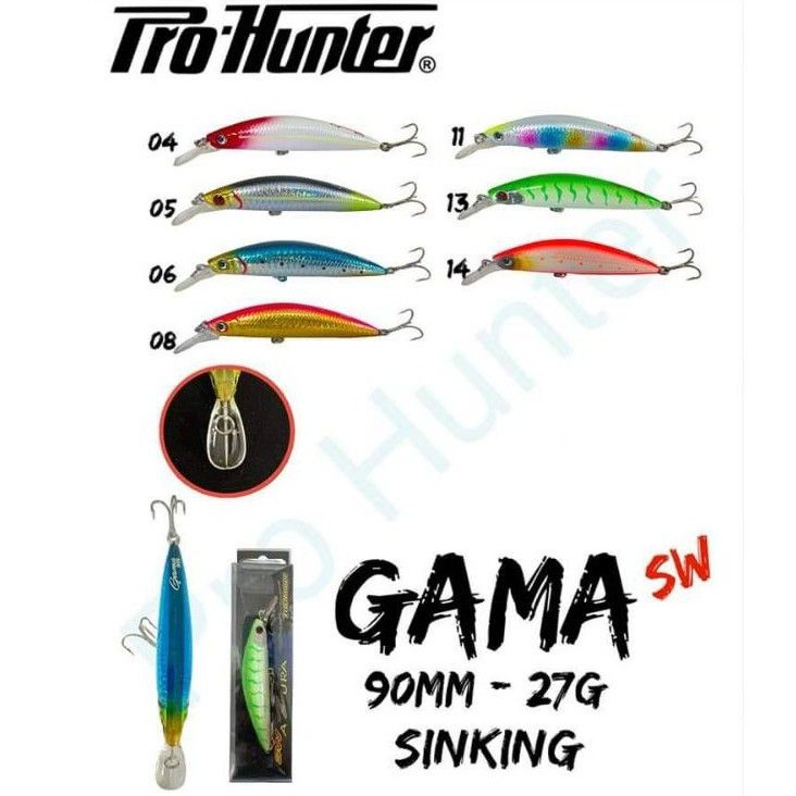 Minnow Pro Hunter Gama 90s 90mm/27gr Waggling Sinking-Depth 30m Max