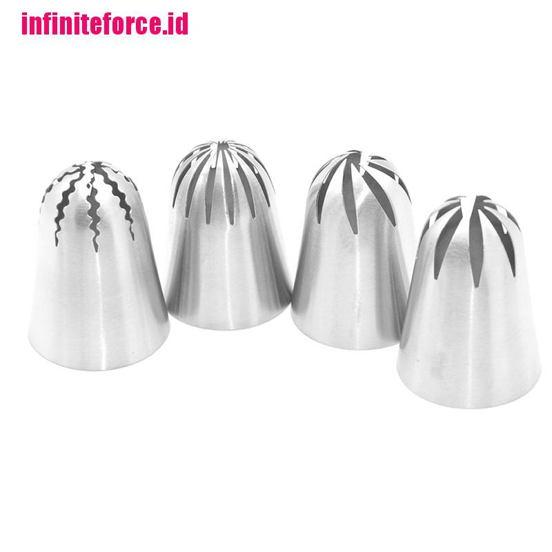 Cake Piping Tips Decorating Mouth Set 4 Pcs Steel Baking Nozzle Tool