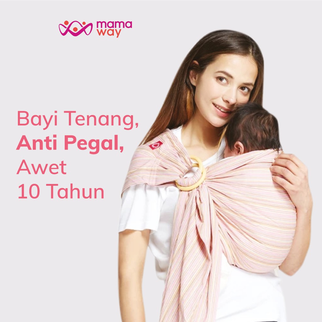 

Mamaway / SERTIFIKASI AMAN Anti Pegal / Tahan 75 KG, Bayi Tenang/Baby Ring Sling Neapolitan