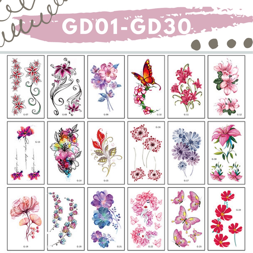 Stiker Tattoo kode GD01-GD30 | Tato Temporer | Waterproof