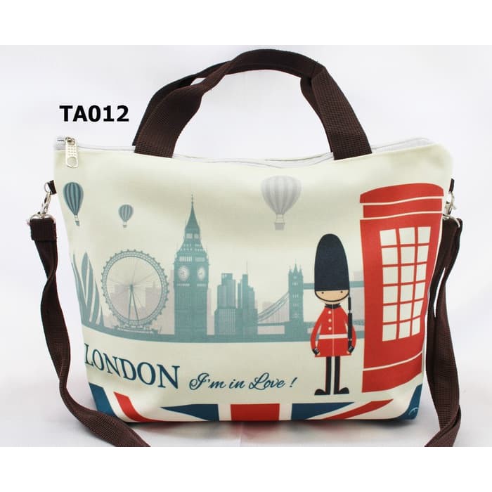 Tas Selempang Kanvas Wanita Berbagai Negara Eropa Indonesia London