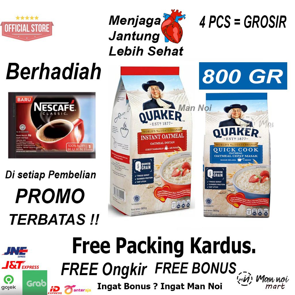 

Quaker Merah Instant Quick Cook Oatmeal 800g.sarapan Instant