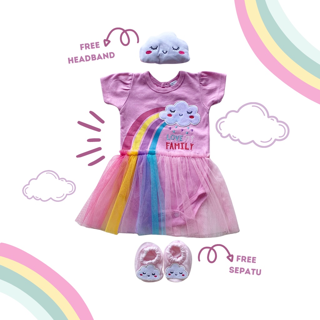 romper bayi anak perempuan cewek 0 6 12 bulan Rainbow newborn jumper set