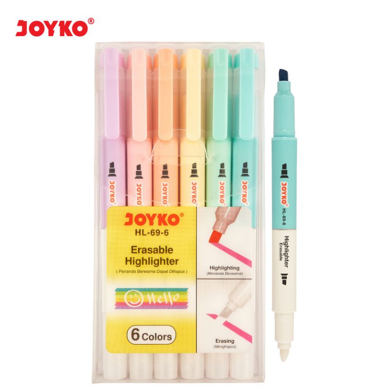 joyko Erasable Highlighter Penanda Dapat Dihapus Joyko HL-69-6 erasable highlighter joyko HL69-6