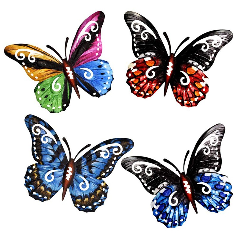 Download 4pcs 3d Metal Butterfly Wall Hanging Decor For Patio Garden Backyard Shopee Indonesia